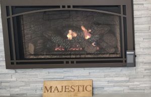 A gas fireplace from Majestic.